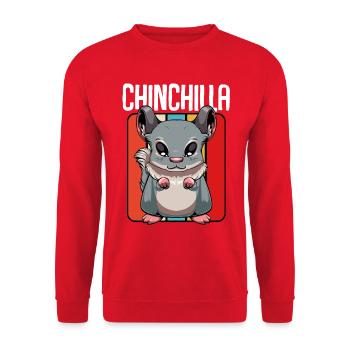 Chinchilla Pop Art Panel - Unisex Pullover - Rot - Vorne - Alina (178cm) & Michal (187cm)