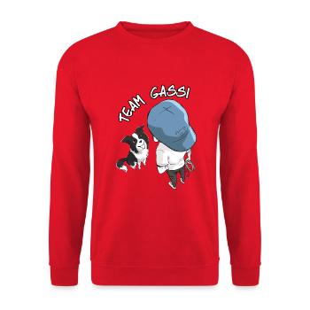 Conception de dessin animé de la marche de l’équipe - Sweat-shirt Unisexe - rouge - Devant - Alina (178cm) & Michal (187cm)