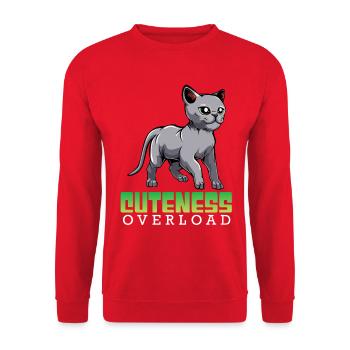 Katzen Überdosis Niedlichkeit - Unisex Pullover - Rot - Vorne - Alina (178cm) & Michal (187cm)