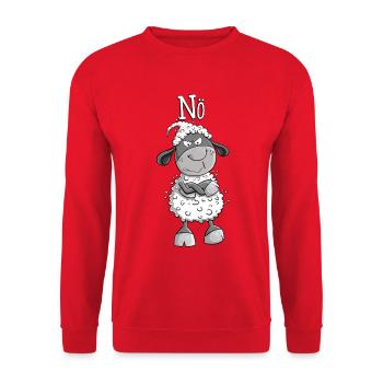 Nope sheep I no statement comic animal motif Fun - Unisex Sweatshirt - red - Front - Alina (178cm) & Michal (187cm)