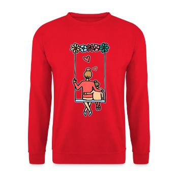 Liebe und Geborgenheit Mutter und Tochter - Unisex Pullover - Rot - Vorne - Alina (178cm) & Michal (187cm)