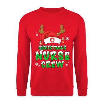 Christmas Nurse Crew - Unisex Pullover - Rot - Vorne - Alina (178cm) & Michal (187cm)