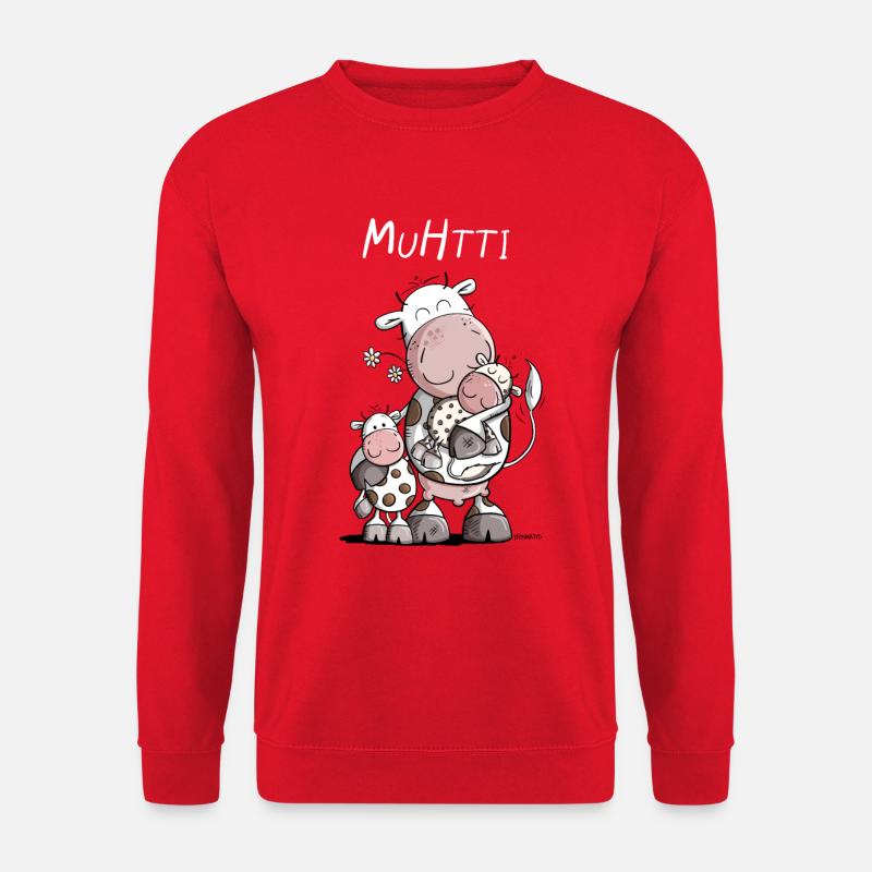 Muhtti I Mama Mutti Kuh Wortspiel Spruch - Unisex Pullover - Rot