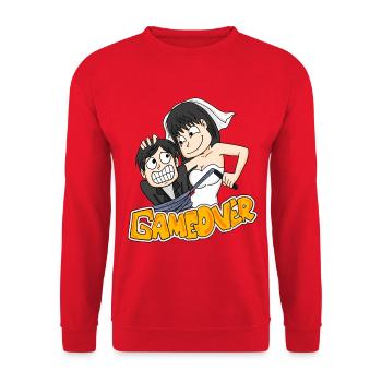 Game Over Hochzeit lustig Geschenk - Unisex Pullover - Rot - Vorne - Alina (178cm) & Michal (187cm)