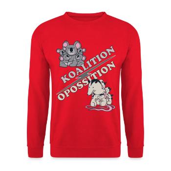 Pro Contra Debattieren Politik Meme Koala Opossum - Unisex Pullover - Rot - Vorne - Alina (178cm) & Michal (187cm)