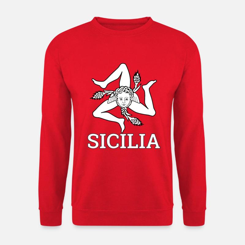"Sizilianische Flagge" - Sizilien, Sicilia - Unisex Pullover - Rot