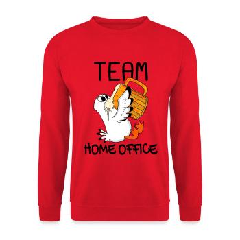 Team Home Office Möwe Entspannen Faul lustig - Unisex Pullover - Rot - Vorne - Alina (178cm) & Michal (187cm)