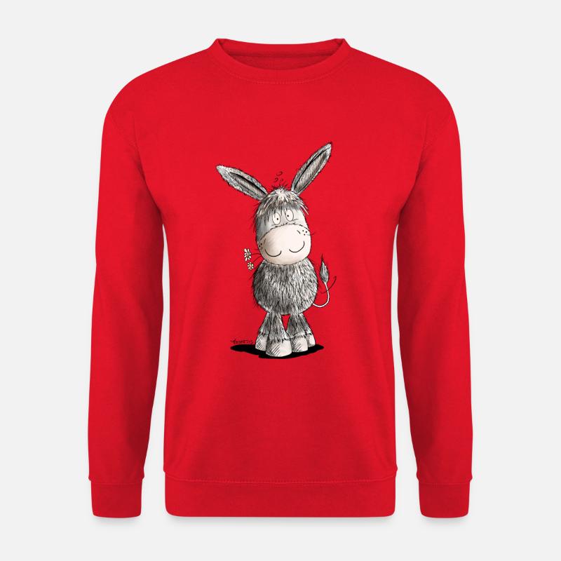 Happy Esel I Tiermotiv - Unisex Pullover - Rot