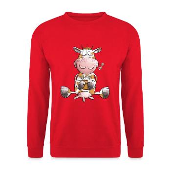 Cow with flowers - Unisex Sweatshirt - red - Front - Alina (178cm) & Michal (187cm)