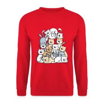 Happy Cats Pile I Cat Friends Cadeau - Sweat-shirt Unisexe - rouge - Devant - Alina (178cm) & Michal (187cm)