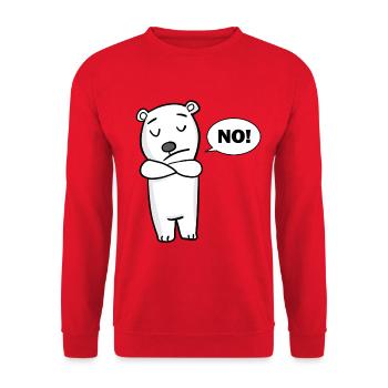 Polarbär bär Nein - Unisex Pullover - Rot - Vorne - Alina (178cm) & Michal (187cm)