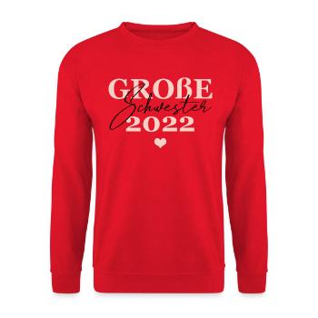 Große Schwester 2022 - Unisex Pullover - Rot - Vorne - Alina (178cm) & Michal (187cm)