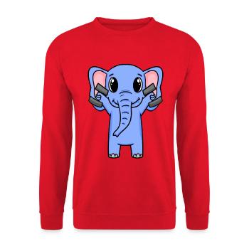 Elephant Fitness Motivation Gym Gift - Unisex Sweatshirt - red - Front - Alina (178cm) & Michal (187cm)