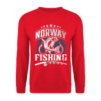 Norwegen Fischen Angeln Angler - Unisex Pullover - Rot - Vorne - Alina (178cm) & Michal (187cm)