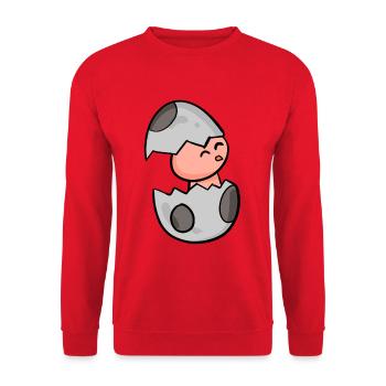 Chicken Egg Motif - Unisex Sweatshirt - red - Front - Alina (178cm) & Michal (187cm)
