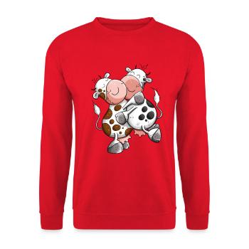 Cuddling Cows I Cow Cows - Unisex Sweatshirt - red - Front - Alina (178cm) & Michal (187cm)