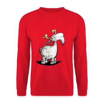 Goats Bock I Goat I Nö Statement - Unisex Sweatshirt - red - Front - Alina (178cm) & Michal (187cm)