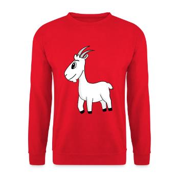 Ziegenbock Bock - Unisex Pullover - Rot - Vorne - Alina (178cm) & Michal (187cm)