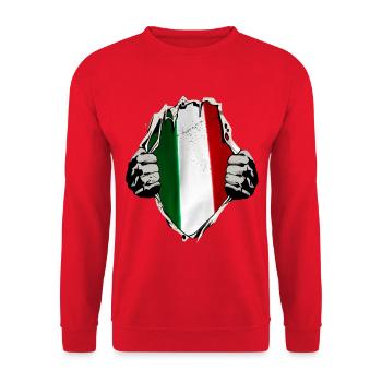 Italie - Drapeau italien sous le maillot - Sweat-shirt Unisexe - rouge - Devant - Alina (178cm) & Michal (187cm)