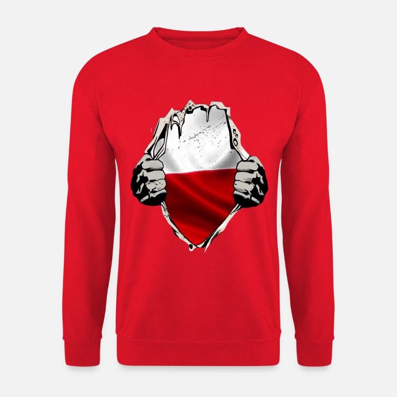 Polen - Polnische Flagge unterm Shirt - Unisex Pullover - Rot