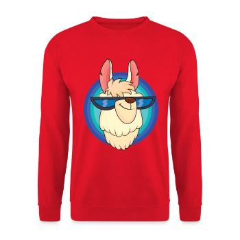 Cooles Lama mit Sonnenbrille - Unisex Pullover - Rot - Vorne - Alina (178cm) & Michal (187cm)