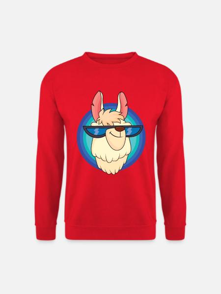 Cooles Lama mit Sonnenbrille - Unisex Pullover - Rot