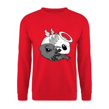 Yin Yang Axolotl Ange Diable - Sweat-shirt Unisexe - rouge - Devant - Alina (178cm) & Michal (187cm)