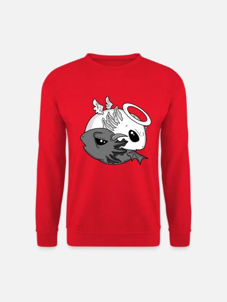 Yin Yang Axolotl Angel Devil - Unisex Sweatshirt - red