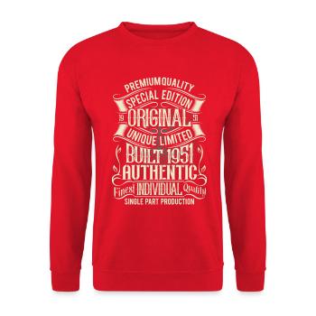 1951 Geboren Geburtstag Retro Vintage - Unisex Pullover - Rot - Vorne - Alina (178cm) & Michal (187cm)