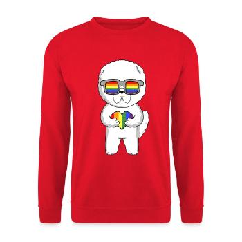 Chien LGBT Bichon Frisé Arc-en-ciel - Sweat-shirt Unisexe - rouge - Devant - Alina (178cm) & Michal (187cm)