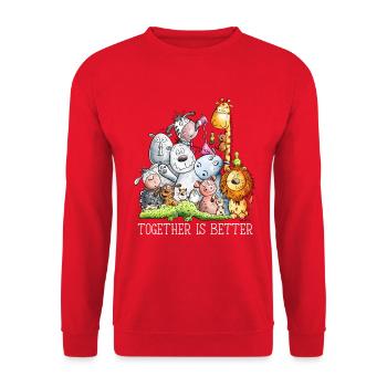 Together Is Better I Tierhaufen I Tiere I Zoo - Unisex Sweatshirt - red - Front - Alina (178cm) & Michal (187cm)