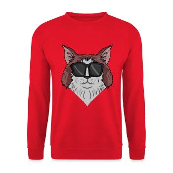 Maine-Coon Cat avec lunettes de soleil - Sweat-shirt Unisexe - rouge - Devant - Alina (178cm) & Michal (187cm)