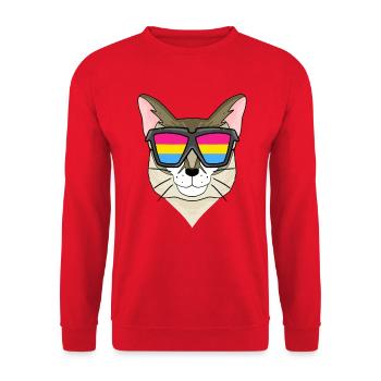 Pansexuell Singapura - Katze mit Brille - Unisex Pullover - Rot - Vorne - Alina (178cm) & Michal (187cm)