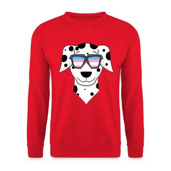 Chien dalmate transgenre - chien avec lunettes - Sweat-shirt Unisexe - rouge - Devant - Alina (178cm) & Michal (187cm)