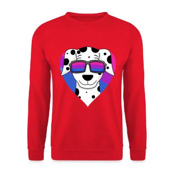 Chien dalmate bisexuel - chien avec lunettes - Sweat-shirt Unisexe - rouge - Devant - Alina (178cm) & Michal (187cm)