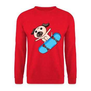 Dog Skater Skateboard Kids Child Motif - Unisex Sweatshirt - red - Front - Alina (178cm) & Michal (187cm)
