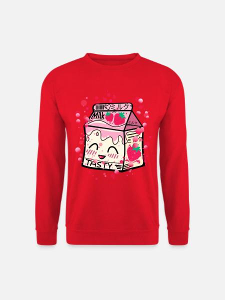 Erdbeer Milch Packung kawaii - Unisex Pullover - Rot