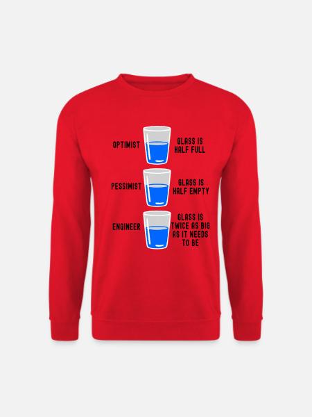 Ingenieurglas halb voll halb leer Lustiger Ingenieur - Unisex Pullover - Rot