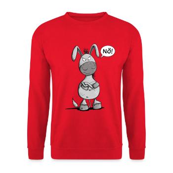 Nö Esel I Einfach Nö I - Unisex Pullover - Rot - Vorne - Alina (178cm) & Michal (187cm)