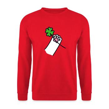 cadeau de pattes de chat à pétales de trèfle à quatre feuilles - Sweat-shirt Unisexe - rouge - Devant - Alina (178cm) & Michal (187cm)