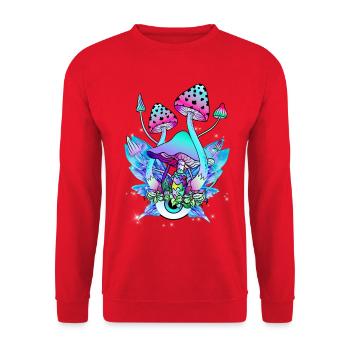 Magic Mushrooms Psychedelic Mushroom Eyes Art - Unisex Sweatshirt - red - Front - Alina (178cm) & Michal (187cm)