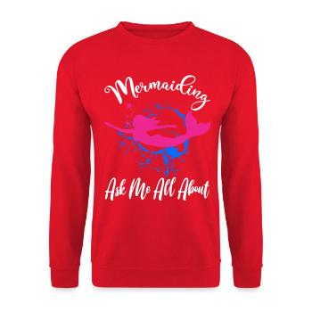 Ask Me All About Mermaiding Mermaid Themed Swimmin - Unisex Sweatshirt - red - Front - Alina (178cm) & Michal (187cm)