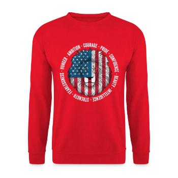 Patriotic Lion American Flag 4th Of July Leo Born - Unisex Sweatshirt - red - Front - Alina (178cm) & Michal (187cm)