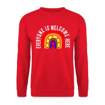 UNITY DAY Everyone is Welcome Here Boho Rainbow - Unisex Sweatshirt - red - Front - Alina (178cm) & Michal (187cm)