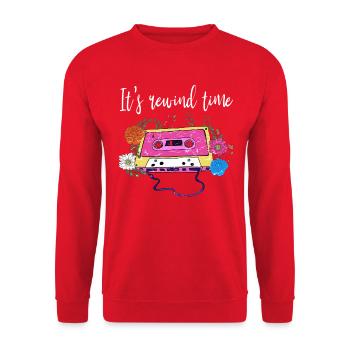 Cassette Vintage Rétro « It’s Rewind Time » Par - Sweat-shirt Unisexe - rouge - Devant - Alina (178cm) & Michal (187cm)