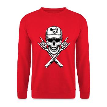 Rock'N'Roll Tête de Mort avec Casquette - Sweat-shirt Unisexe - rouge - Devant - Alina (178cm) & Michal (187cm)