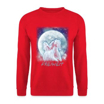 Pferde Mädchen Freiheit - Unisex Pullover - Rot - Vorne - Alina (178cm) & Michal (187cm)