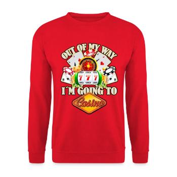 Lustiger Casino Spruch für echte Zocker - Unisex Pullover - Rot - Vorne - Alina (178cm) & Michal (187cm)