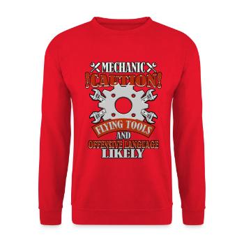 Lustiger Spruch Mechaniker Handwerker - Unisex Pullover - Rot - Vorne - Alina (178cm) & Michal (187cm)