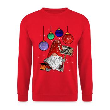Gnome Christmas Dwarf Merry Christmas - Unisex Sweatshirt - red - Front - Alina (178cm) & Michal (187cm)